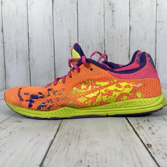 ASICS Gel Noosa Fast Neon Multicolor Orange Running Shoes T357N Sz 8.5 - Picture 2 of 10